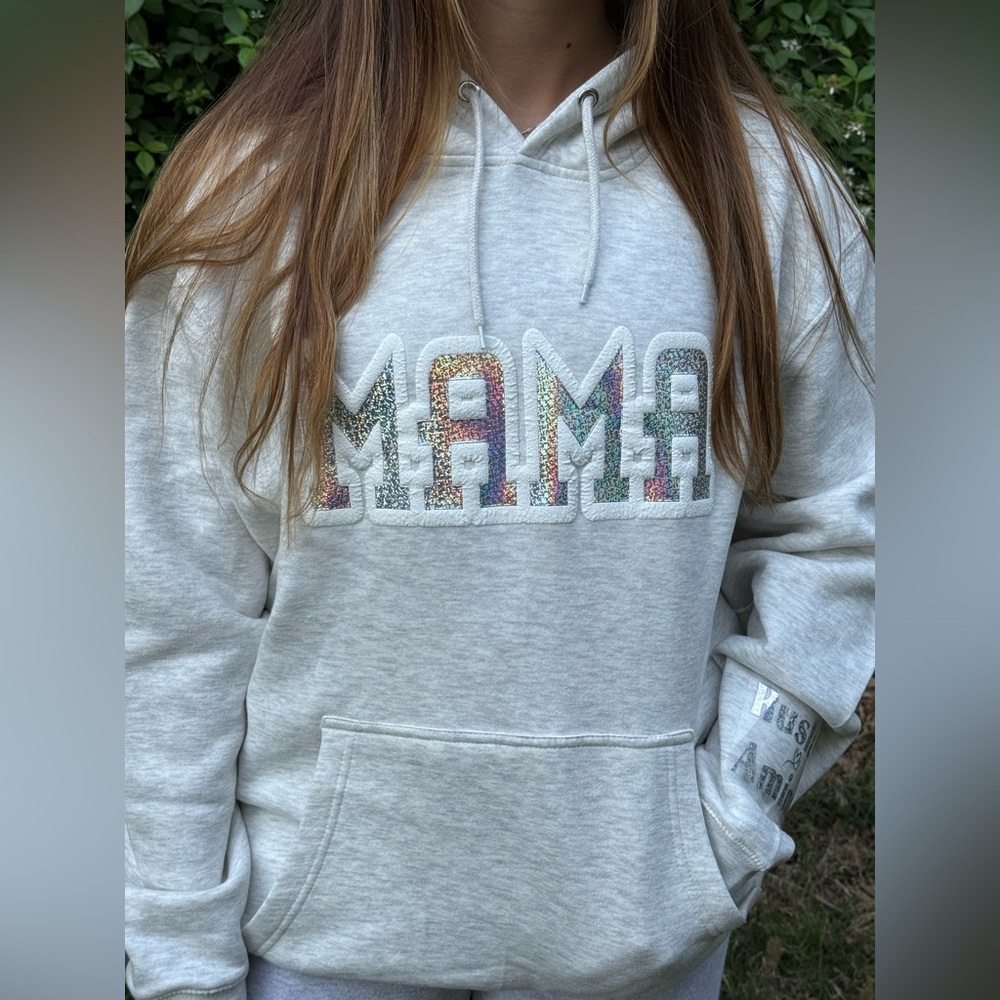 Heather Gray Hoodie with 'MAMA'
